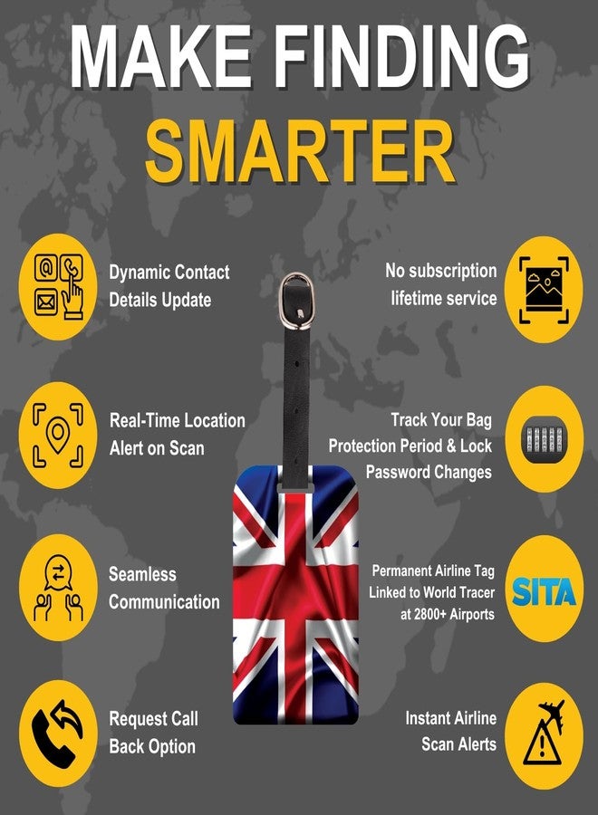 tag8 [Pack 2] tag8 Great Britain Flag Tag Smart Bag tag |Trendy Luggage tag ID Identification | Suitcase Tag | Fashionable Digital Name tag | Airline Compliant, SITA World Tracer Code Enabled | Gift idea - Image 4